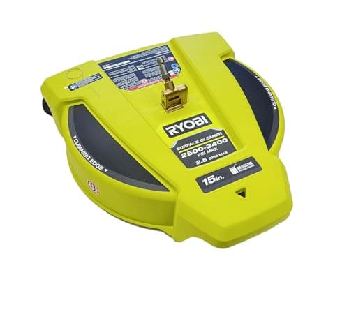 RYOBI 15 in. 3400 PSI Gas Pressure Washer Surface Cleaner with Caster Wheels, Yellow, RY31SC15