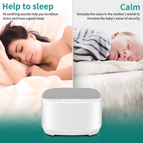 Magicteam Sleep Sound White Noise Machine with 40 Natural Soothing Sounds and Memory Function 32 Levels of Volume Powered by AC or USB and Sleep Timer Sound Therapy for Baby Kids Adults (B-White) 7