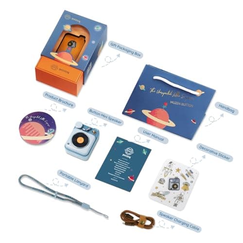Muzen Mini Bluetooth Speaker, Button Small Cute Portable Metal Retro Wireless Speaker with Loud Volume Great Sound and Portable Lanyard & Gift Bag for Office Classic Vintage Decor 8