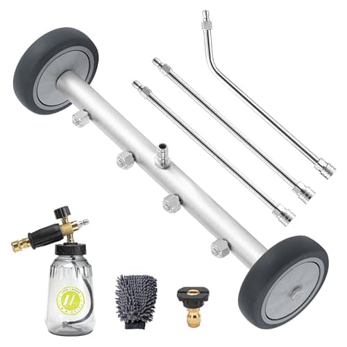 M MINGLE Undercarriage Pressure Washer Attachment, 4000 PSI Powerful Under Car Washer with Foam Cannon, 16 Inch