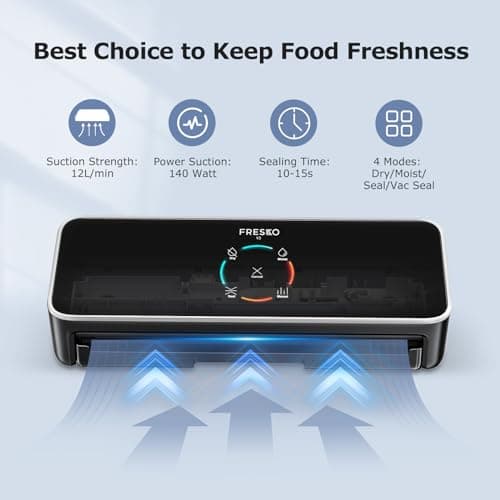 FRESKO Upgraded Fully Automatic Vacuum Sealer, Hands-Free Food Vacuum Sealer without Flipping the Lid, Easy-to-Use Touch Operation with Visual Progress Bar, ETL Certified 8