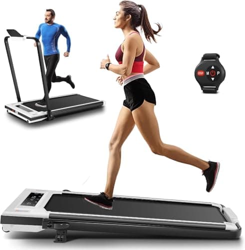 ANCHEER Treadmills with Incline, Under Desk /2s Folding/Max 300 lb Capacity-Walking Pad/Compact Electric Treadmill for Home/Gym/Office with LED Touch Screen/Remote Watch
