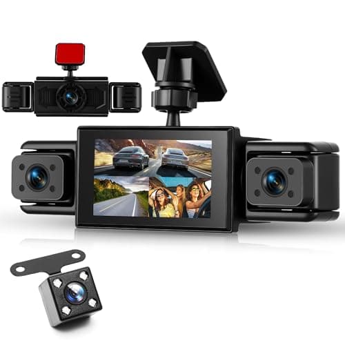 Orderich 360° Dash Cam Front and Rear Inside Left Right, 4 Channel FHD 1080P Dash Cam for Cars, 3 Inch IPS Dashcams with Night Vision, Loop Recording, 24H Parking Mode Monitor, Reverse View