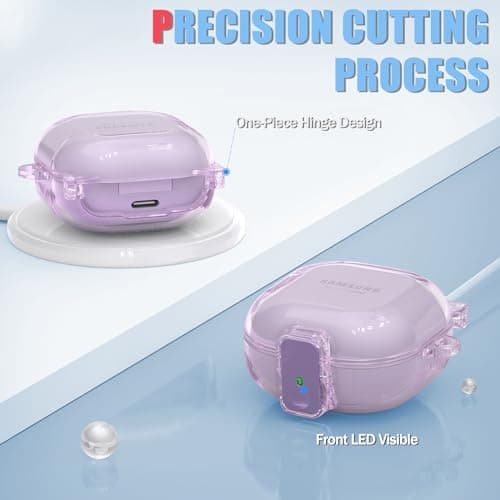 Inesore for Samsung Galaxy Buds FE Case/Galaxy Buds 2/Pro/Galaxy Buds Live,with Safety Lock Housing,Accessories with Keychain/Silicone Wrist Strap - Purple 5