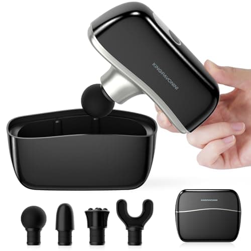 KingPavonini Mini Massage Gun with All-in-One Storage Case, 0.5 LBS Pocket-Sized Small Massage Gun Deep Tissue, Portable Percussion Massager for Travel, Gym