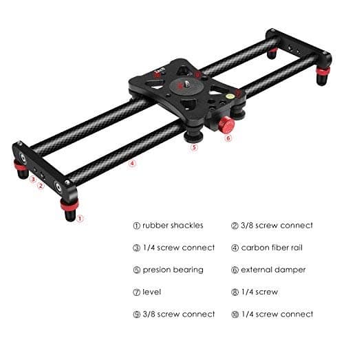 Zecti Camera Slider, 24 inches/60 Centimeters Adjustable Carbon Fiber Camera Dolly Track Slider Video Stabilizer Rail for Camera DSLR Video Movie Photography Camcorder Stabili 5
