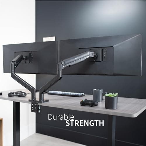 VIVO Heavy Duty Dual Ultra-Wide Monitor Tension Arm for up to 45 inch Screens, Holds 44 lbs per Arm, Premium Desk Mount Monitor Stand for 2 Ultrawides, Black, STAND-V200E 8