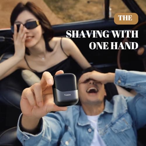 Tulzim Electric Foil Shaver for Men: Mini Electric Razor for Face - IPX7 Waterproof Cordless Razor with LED Display - 3 Floating Blade USB-C Fast Rechargeable for Travel & Home - Carbon Gray 6