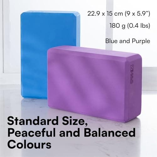 H&S Yoga Blocks Set of 2 - High Density EVA Foam Yoga Brick - Pilates Block Pillow - Yoga Block Set - Gym Accessories and Exercise Equipment - Meditation Cushions - Purple & Blue 7