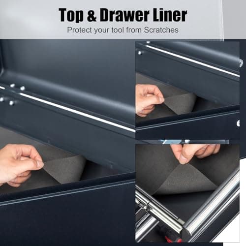 GODECOR Metal Tool Box, 5-Layer Drawers & Top Storage Tray Tool Box with Lock Safety and Handle, 24" Portable Tool Chest Cabinet for Garage, Warehouse, Home, Black 6