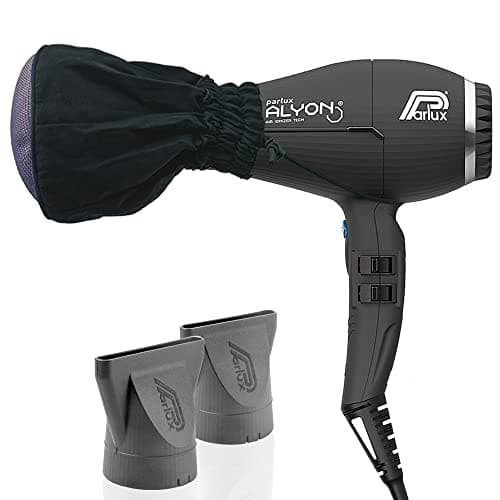 Parlux Alyon Matte Black Hair Dryer + M Hair Designs Metal Mesh Diffuser Bundle – Lightweight, Ionic, Fast-Drying Professional Blow Dryer for Frizz-Free, Salon-Quality Hair