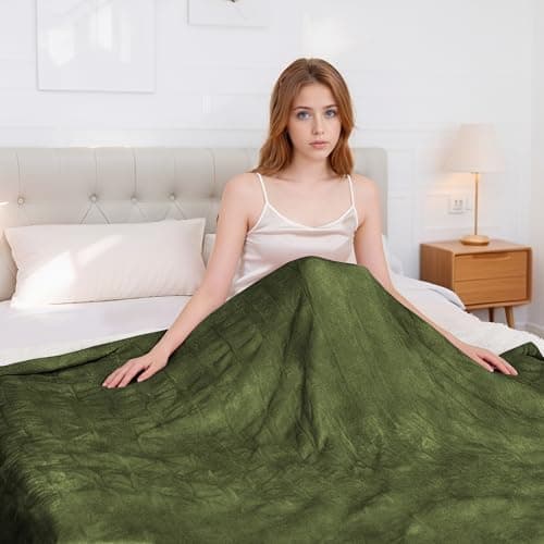 Electric Heated Blanket Full Size 72"x84" - Microplush & Sherpa Fabric Dual-Sided, 6 Heat Settings & 1-10 Hours Auto Off , Cozy Warming Throw for Home, Office, or Bed, Machine Washable, Olive Green