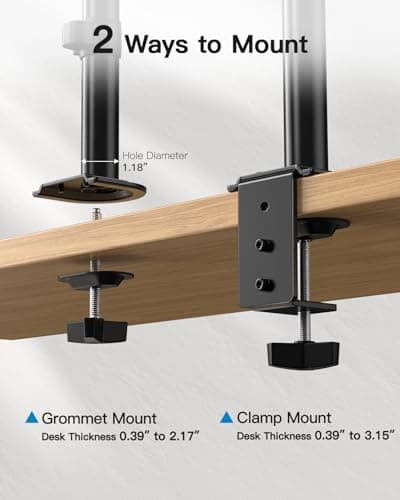 HUANUO Dual Monitor Mount for 2 Monitors up to 30 inches, Heavy Duty Dual Monitor Stand Holds up to 22 lbs, Dual Monitor Arm with Height Adjustable Tilt Swive Rotate, VESA Hole 75mm or 100mm 7
