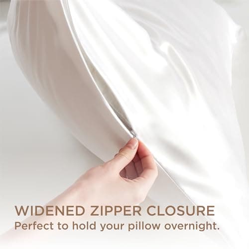 Bedsure 100% Pure Mulberry Silk Pillowcase for Hair and Skin, White Silk Pillow Case with Hidden Zipper, Cooling Pillow Cases Gifts for Women,1pc,Standard Size,20x26 Inches 6
