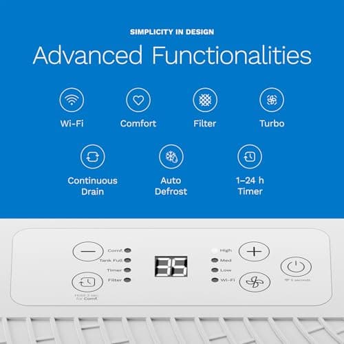 hOmeLabs Dehumidifier - Advanced Humidity & Moisture Control, Quiet, Efficient, Auto Shut-off, Ideal for Home, Basement, Office - 3,500 Sq Ft Wi-Fi (25 Pint MAX 64 Pint at 95°F, 90% RH) 5