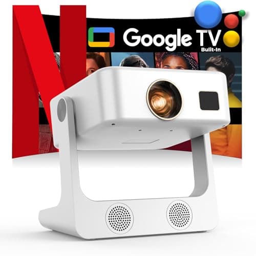 [Google TV/2000 ANSI/Voice Control/Built-in Apps] Outdoor Projector-4K with WiFi and Bluetooth: Portable-Movie-Smart-Projector, Sovboi 1080P 180° Stand Home-Ceiling-Proyector Compatible with Netflix