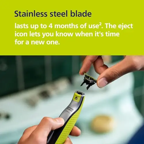 Philips Norelco for Face + Body, Electric Beard Trimmer, Shaver and Groomer, 5in1 Adjustable Comb, 1x Body Kit, Model QP2834/70, Black/Lime Green 5