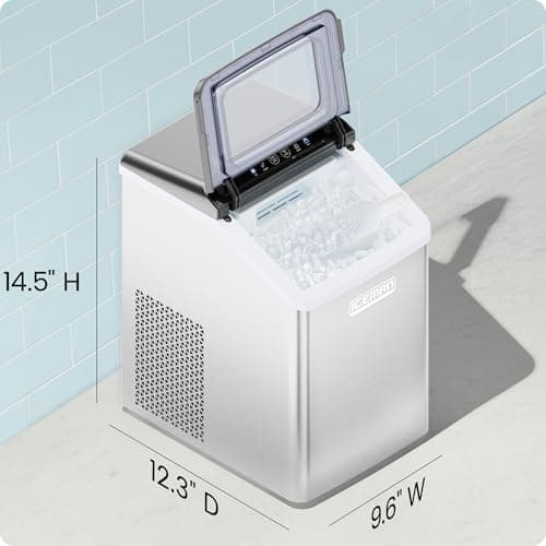 Iceman Pebble Ice Machine, Countertop Nugget Ice Maker Produces Chewable Pellet Ice in 20 Minutes, Makes 33lbs/Day, with One-Touch Cleaning Function and Ice Scoop/Basket Included – Stainless Steel 9
