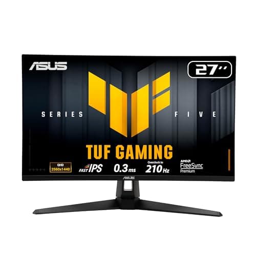 ASUS TUF Gaming 27” 1440P Monitor (VG27AQL5A) – QHD (2560 x 1440), 210Hz, 0.3ms, Fast IPS, Extreme Low Motion Blur Sync, Speakers, DisplayWidget Center, Gaming AI, Height Adjustment, 3 yr Warranty