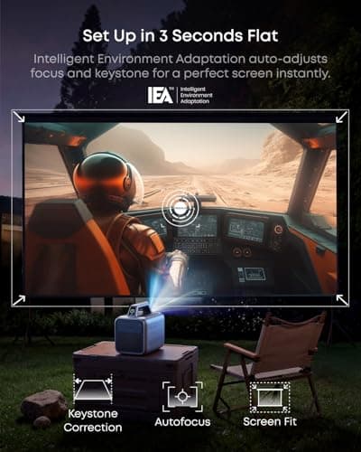 NEBULA Mars 3 Outdoor Portable Projector, 1000 ANSI Lumens, AI-Powered Image, Built-In Battery with 5 Hour Playtime, Android TV, 200 Inch Home Theater, for Backyard, Office and Business, and Camping 7