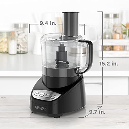 BLACK+DECKER 8-Cup Food Processor, Easy Assembly, Stainless Steel S-Blade, Shred, Slice, Chop, Puree, 450W Motor 8
