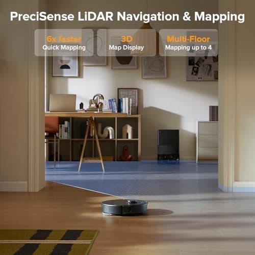 roborock Qrevo Series Robot Vacuum and Mop, 8000Pa Suction, Upgraded from Qrevo S, Anti-Tangle Brushes, Smart Obstacle Avoidance, Auto Mop Washing, All-in-One Dock, 200RPM Spinning Mops, Black(QV 35A) 8