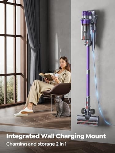 Cordless Vacuum Cleaner, 600W 50KPA 65 Mins Runtime Vacuum Cleaners for Home, Stick Vacuum with Self-Standing, Wall Mount Charging and Intelligent Auto Mode, Handheld Vacuum for Pet Hair/Carpet/Floor 6