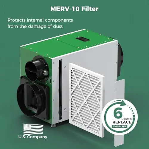 COAIRO Whole House Dehumidifier 90 Pint with Fresh Air Function, Crawl Space Dehumidifier with Drain Hose Up to 2300 sq. ft. for Grow Tent, Whole House, Commercial, Basement, Water Damage 8