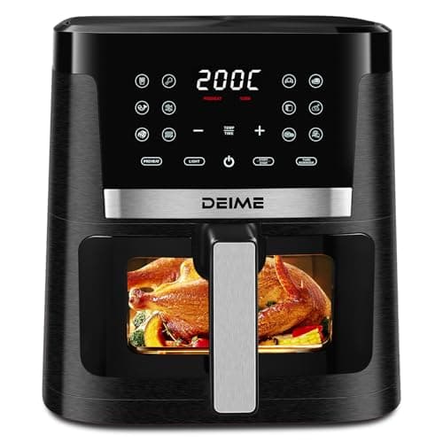 DEIME Air Fryer 7.5 QT 1700W Oilless Oven Healthy Cooker Air Fryers Large Capacity with 12 Presets, Visible Cooking Window, LCD Touch Screen, Customerizable Cooking, Non-Stick Basket Recipe (Black)