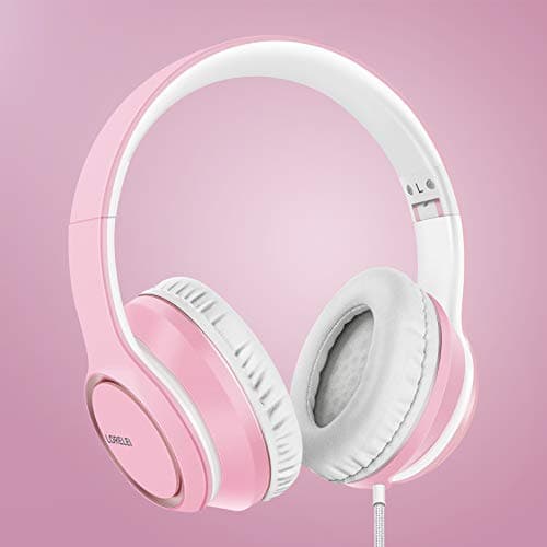 LORELEI X8 Over-Ear Wired Headphones with Microphone with 1.45m-Tangle-Free Nylon Line&3.5mm Plug,Lightweight Foldable & Portable Headphones for Smartphone,Tablet,Computer,Mp3/4（Pearl Pink） 7