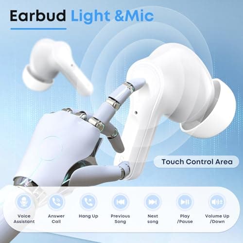 Fhumsh Wireless Earbuds, Bluetooth 5.4 HiFi White 5