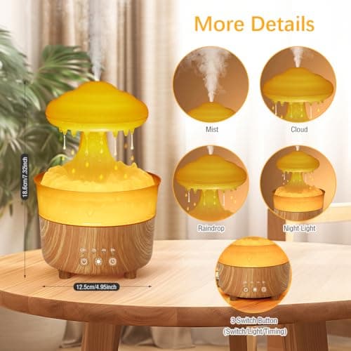 Cloud Humidifier Rain Drop Diffuser for Bedroom Home, 230ML Large Capacity Essential Oil Diffusers for Home, 7 Colors Cool Mist Humidifiers for Sleeping Relaxing for Bedroom Office Yoga Spa 5