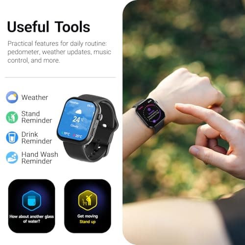 TOZO AMOLED S6 Smart Watch 1.85" Ultra-Clear Screen Dynamic Faces Bluetooth Call, 100+ Sports Modes Fitness Activity Tracker with Sleep Monitor IP68 Waterproof Black 7