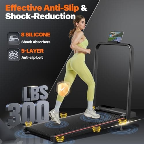 Incline Treadmill for Home, 300+ lb Capacity, Quiet Foldable Treadmills with Handle Bar, Compact Running Machine Walking Pad with APP 5