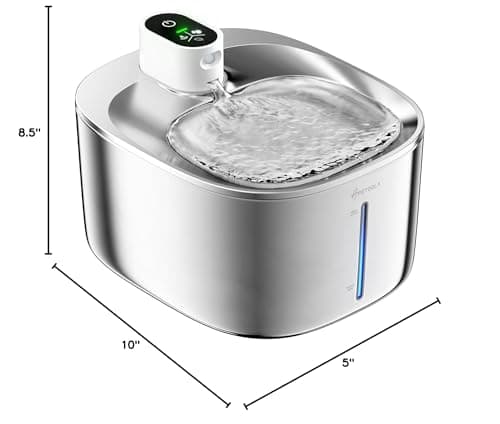 APD APETDOLA Wireless Cat Water Fountain Stainless Steel,135floz/4L Battery Operated Automatic Pet Fountain,Cordless Cat Water Dispenser Pet Drinking Water Fountain for Multicat Cats Dog Outdoor 10