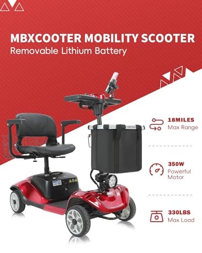 4-Wheel Mobility Scooter with Suspension&Phone Holder,350W Mobility Scooters for Seniors/Adults with Detachable Lithium Battery,330LBS Capacity 18Miles Electric Wheelchair,Front&Rear Basket 8