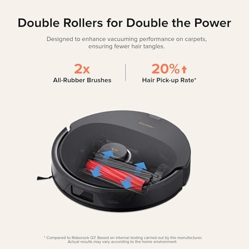 roborock Q8 Max+ Robot Vacuum and Mop, Self-Emptying, Hands-Free Cleaning for up to 7 Weeks, Reactive Tech Obstacle Avoidance, 5500 Pa Suction, DuoRoller Brush, APP-Controlled Mopping, Black 6