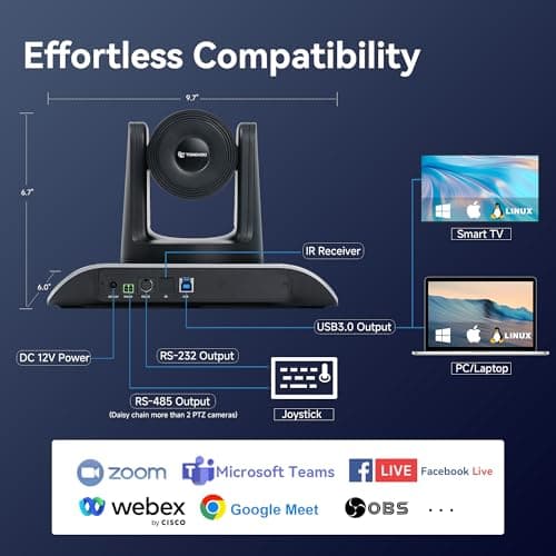 TONGVEO 4K Conference Room Camera System with Gesture Control, AI Auto-Tracking PTZ Camera 5X Digital Zoom with Speakerphone Set 120° Wide-Angle USB3.0 for Remote Meetings Zoom Teams OBS and More 7