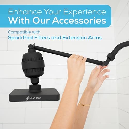 SparkPod Shower Head - High Pressure Rain - Premium Quality Luxury Design - Easy Clean Adjustable Replacement for Your Bathroom Shower Heads (Midnight Black Matte, 6 Inch Square) 7