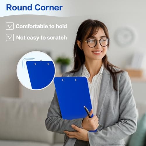 Deli Plastic Clipboard, Clipboards with Low Profile Clip, Standard A4 Letter Size Clipboard for Office, Nurses, Students, and Women, Size 12.4 ×9 Inch, Blue 5