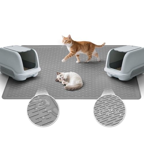 Colewin Cat Litter Mat, Waterproof Soft Litter Mat, 39x27in Large Rubber Litter Box Mat, Washable Easy to Clean, Indoor Floor XL Kitty Litter Trapping Mat