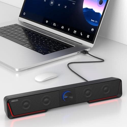 Jeecoo A40 Bluetooth Computer Speakers with Clear Sound, USB Plug & Play PC Speakers with LED Light, Computer Sound Bar with Switch Button for Desktop Laptop Monitor (USB-C Adapter Included) 8