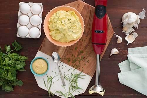 BELLA 2-Speed Hand Immersion Blender with Whisk Attachment, 250 Watt, Red, Immersion Blender with Dishwasher Safe Whisk & Blending Attachments for Food Prep (14460) 7