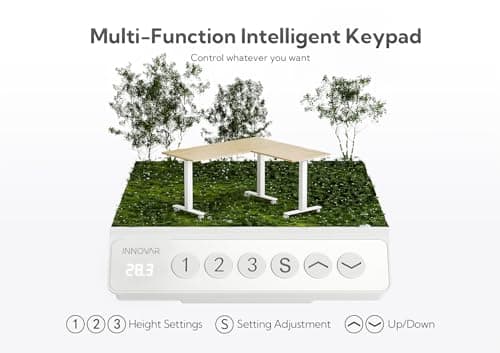 INNOVAR Bamboo Triple Motor L Shaped Standing Desk, 63 x 55 inch Corner Stand Up Desk, Adjustable Height Home Office Desk, White Frame/Nature Top 9