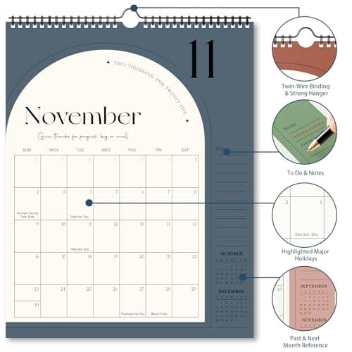 2025 Calendar, Wall Calendar from May 2025 to December 2026, 20 Monthly Aesthetic 2025-2026 Wall Hanging Calendar Planner for Organizing Home Office, 14.4" x 11.2" 6