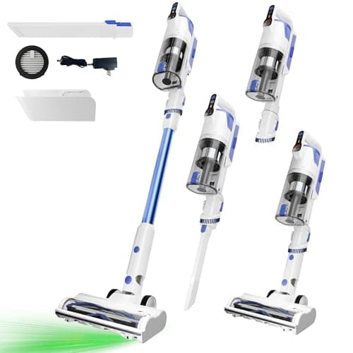 AYONTIN Cordless Vacuum Cleaner with Self-Standing, 45KPA Stick Vacuum, 88,000RPM Brushless Motor & LED Display, Anti-Tangle, Lightweight Vacuum Cleaners for Home, Pet Hair, Hardwood Floors, Azure