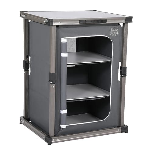 Timber Ridge Lightweight Portable Aluminum Heat Resistant Storage Camp Cook Station, Foldable Grill Table for BBQ, Picnic, Backyard, Grey