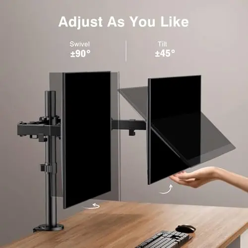 ErGear Dual Monitor Stand, Heavy Duty Adjustable Monitor Desk Mount for 2 Screens up to 32 Inches, Fully Adjustable Height, Tilt, Swivel, Rotate, Supports 17.6 lbs per Monitor Arm, Easy Installation 4