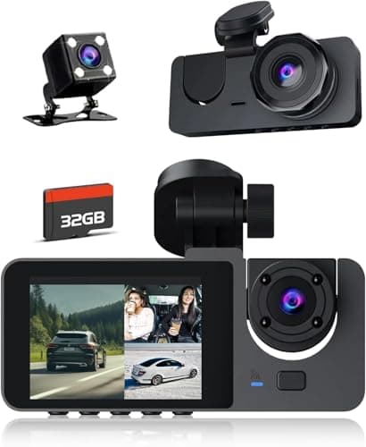 Dash Cam Front and Rear Inside, 4K Full HD Triple Dash Camera for Cars, Car Camera- （81X1）
