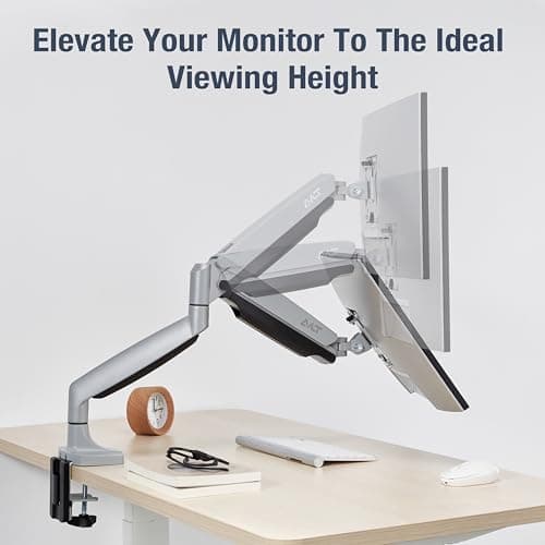 AVLT Single 17"-45" Monitor Arm Desk Mount Premium Mechanical Spring fits One Flat/Curved/Ultrawide Monitor Full Motion Height Swivel Tilt Rotation Adjustable, Gray 7